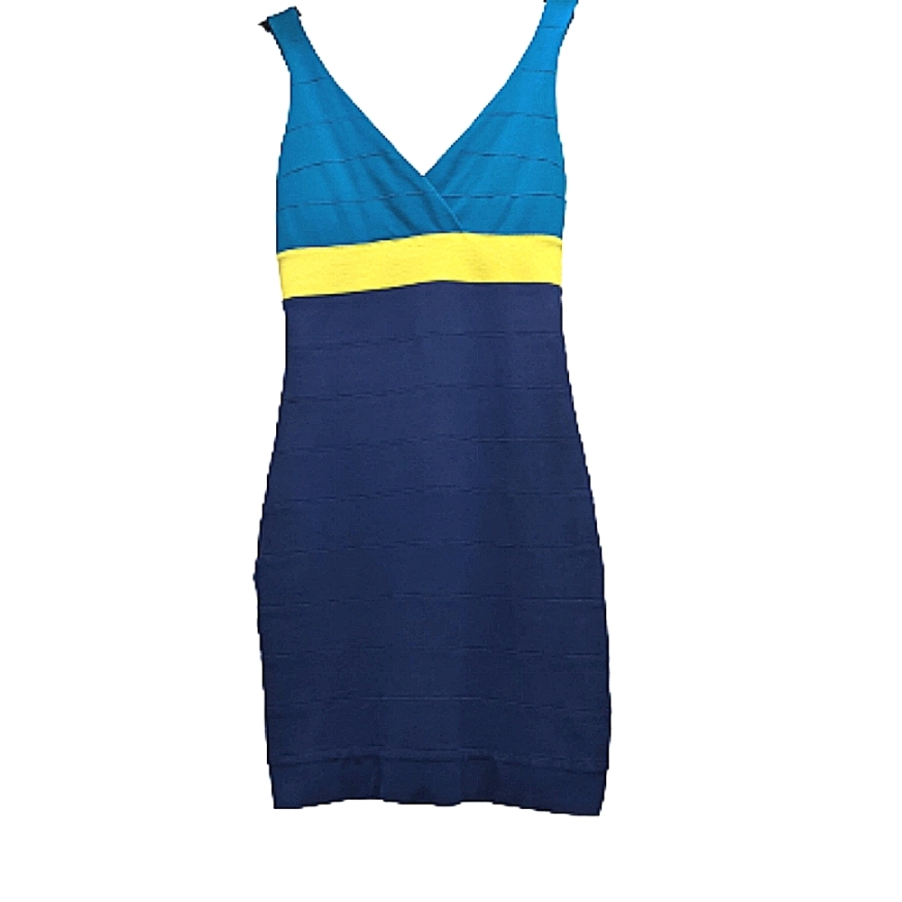 Relisting! Express Vibrant Blue Green and Indigo Bandage Bodycon Mini Dress